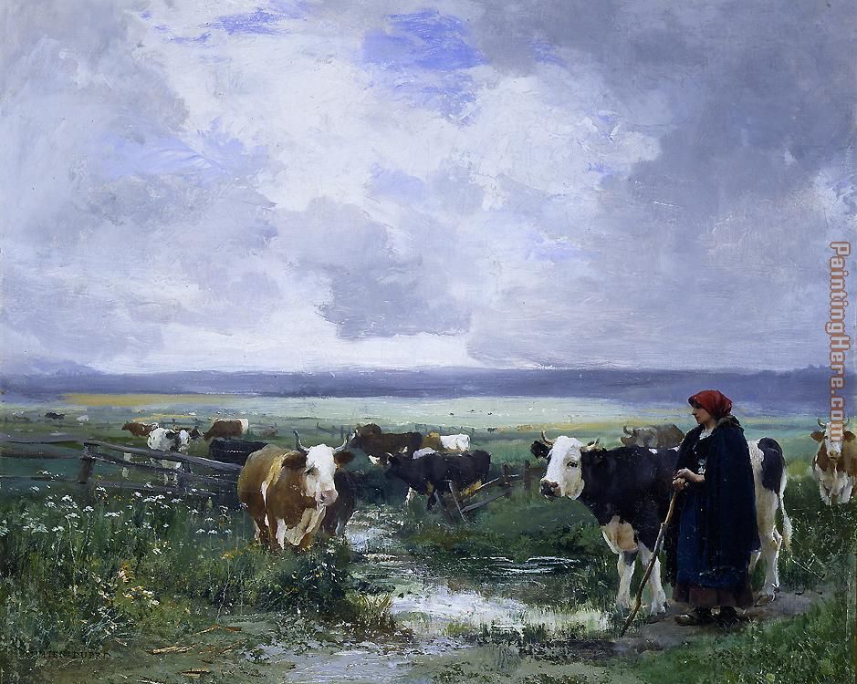 Tending the Herd painting - Julien Dupre Tending the Herd art painting